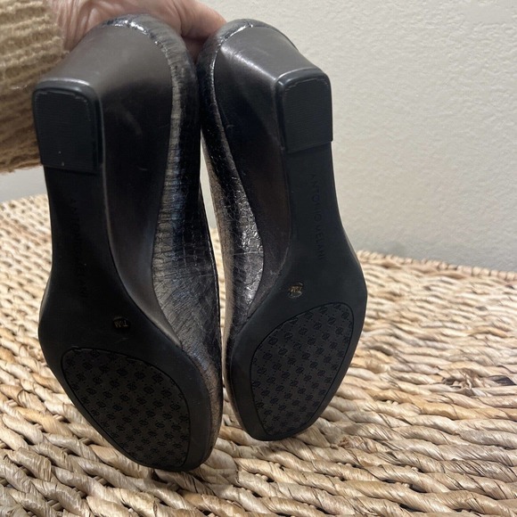 Antonio Melani Shoes Women 7.5 Silver Claire Leather High Heel Platform Wedge‎ - Picture 7 of 10